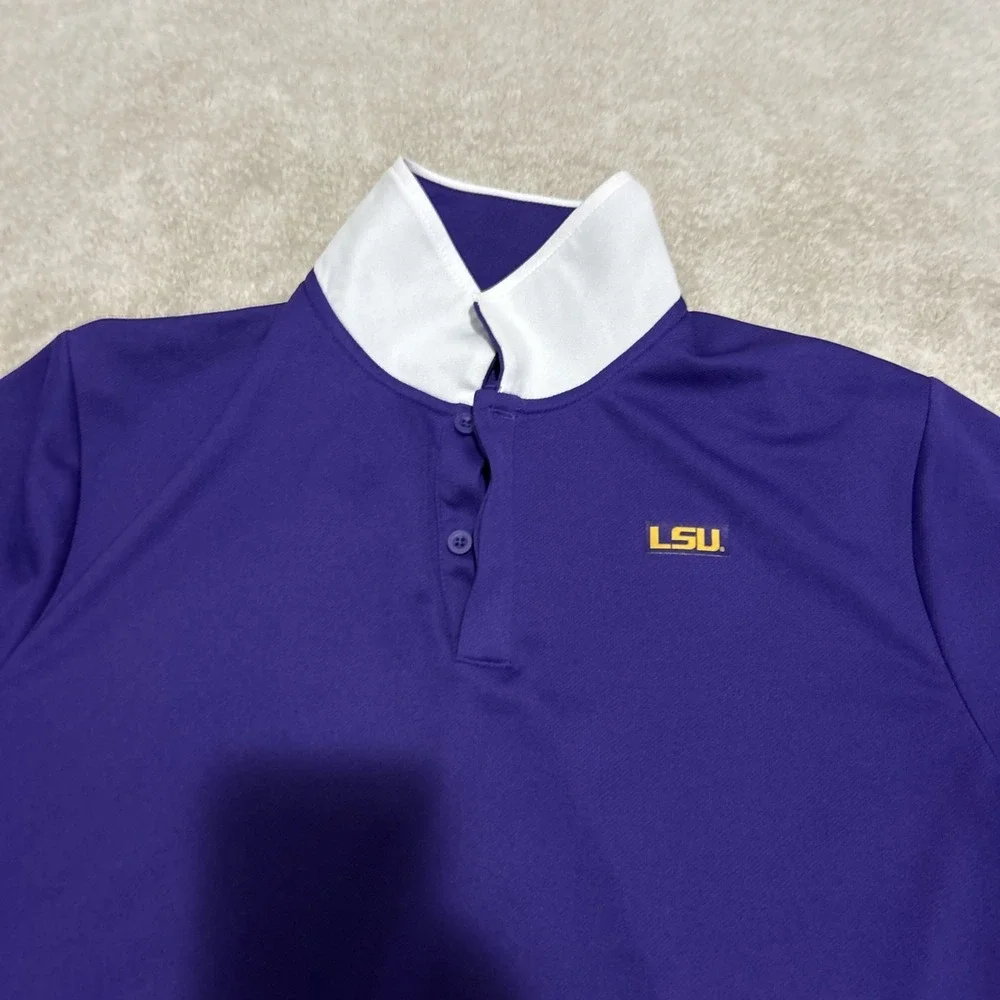 Nike LSU Tigers Dri-Fit Polo Shirt‎ Mens Medium Purple Gold Short Sleeve NCAA